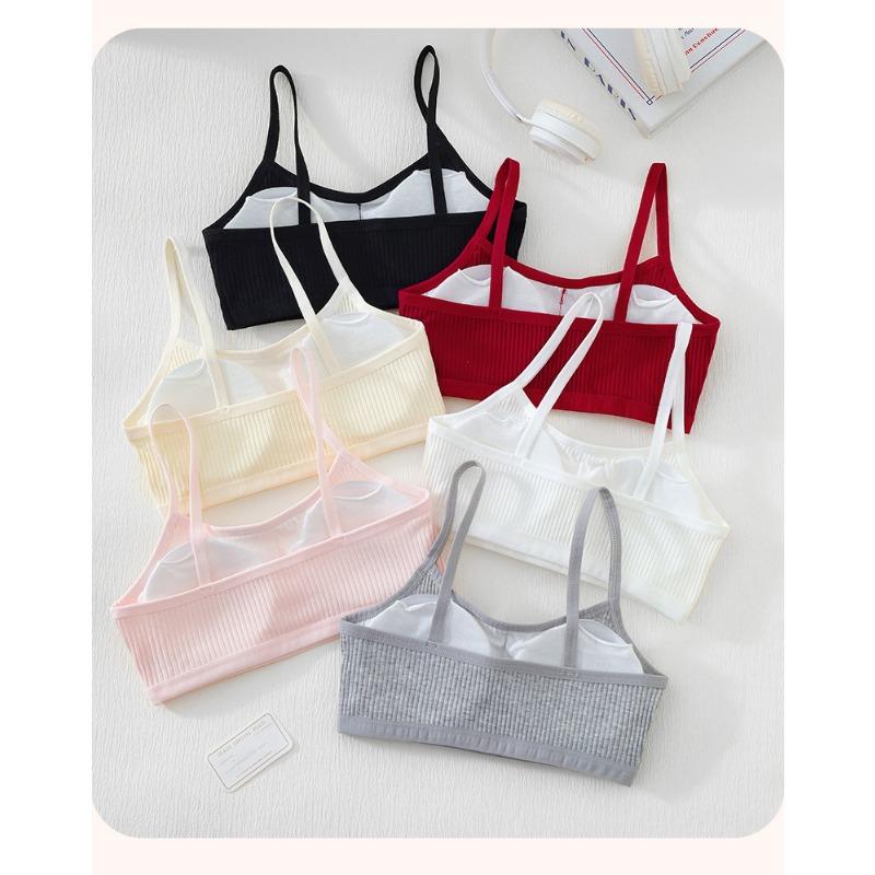 Cotton Training Bra for Girls, Puberty Stage 1&2 Camisole Vest, Thin Wireless Bra for Kids 10-14 Years Old