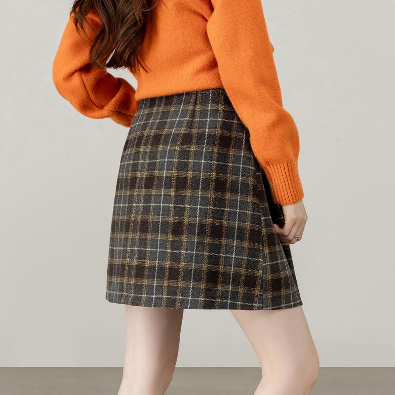 Women's Plaid A-Line Wool-Blend Mini Skirt