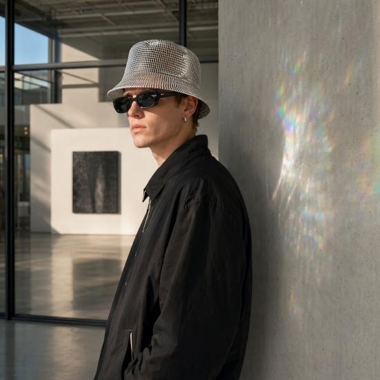 Shiny Fabric Bucket Hat, Rainproof Reflective Party Hat, Colorful Fish Scale Pattern Hat, Sun Protection Fisherman Hat for Festivals And Travel