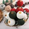 Handmade Knitted Christmas Ornament Balls Set Red Green White Tree Decor Holiday Home Festive Decoration