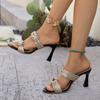 Metal Women High Heels Sandals Summer 2025 Fashion Square Toe Shoes Thick Heel Pumps Woman Elegant Purple Dress Party Sandals