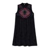 2025 Women's Ethnic Satin Jacquard Embroidered Vest Dress with Stand Collar