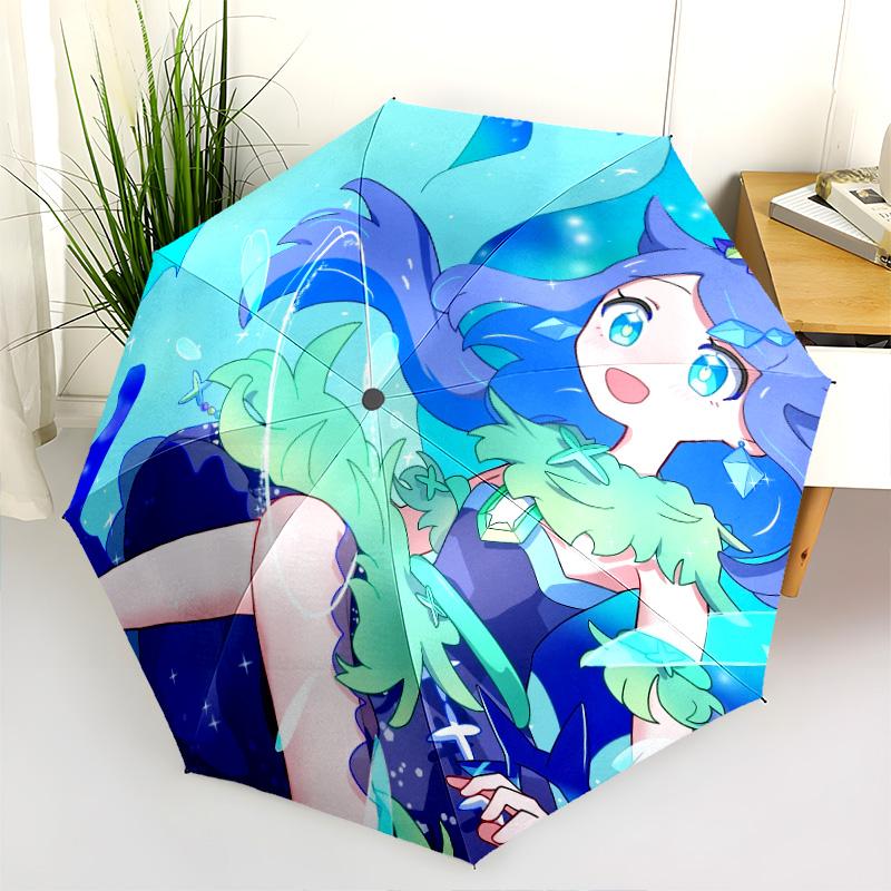 Cute Liko pattern, automatic folding umbrella, portable and foldable design, 8 ribs, a Christmas or birthday gift.