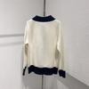 Little Coco French Style Contrast Wool Knit Cardigan Sweater - Casual Women's Top with New Design Sense.