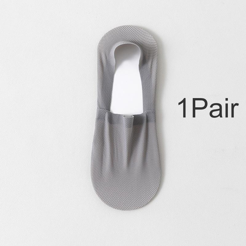 

1 Пара Чоловічі Бавовняні Короткі Шкарпетки-Човники з Сіткою, що Не Ковзає, з Однотонної Крижаної Шовковистої Тканини, Невидимі Шкарпетки