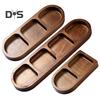 Wooden Divided Serving Tray Condiment Dish Multi Compartment Sauce Dishes for Snacks Appetizers Fruit Candy Elegant Wood Plates for Everyday Use