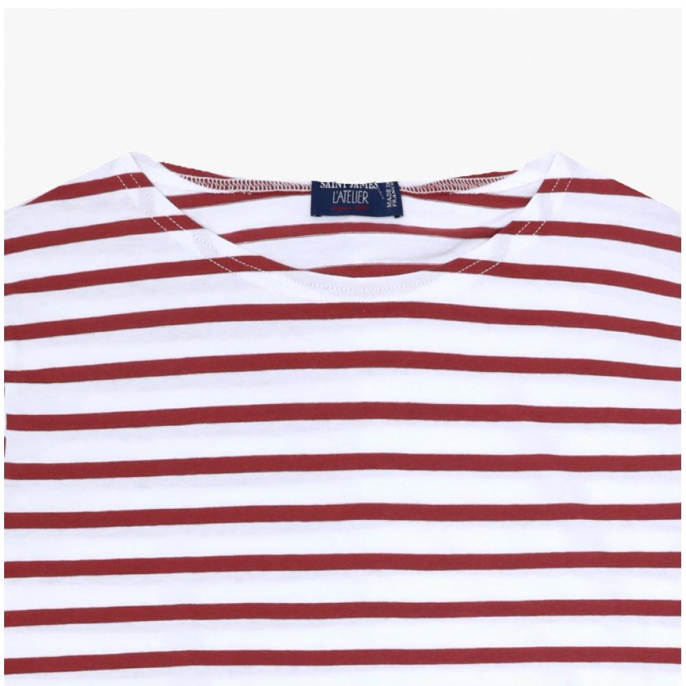 Camiseta unisex de manga larga Saint James Modern Stripe 9858 Nieve Terracota