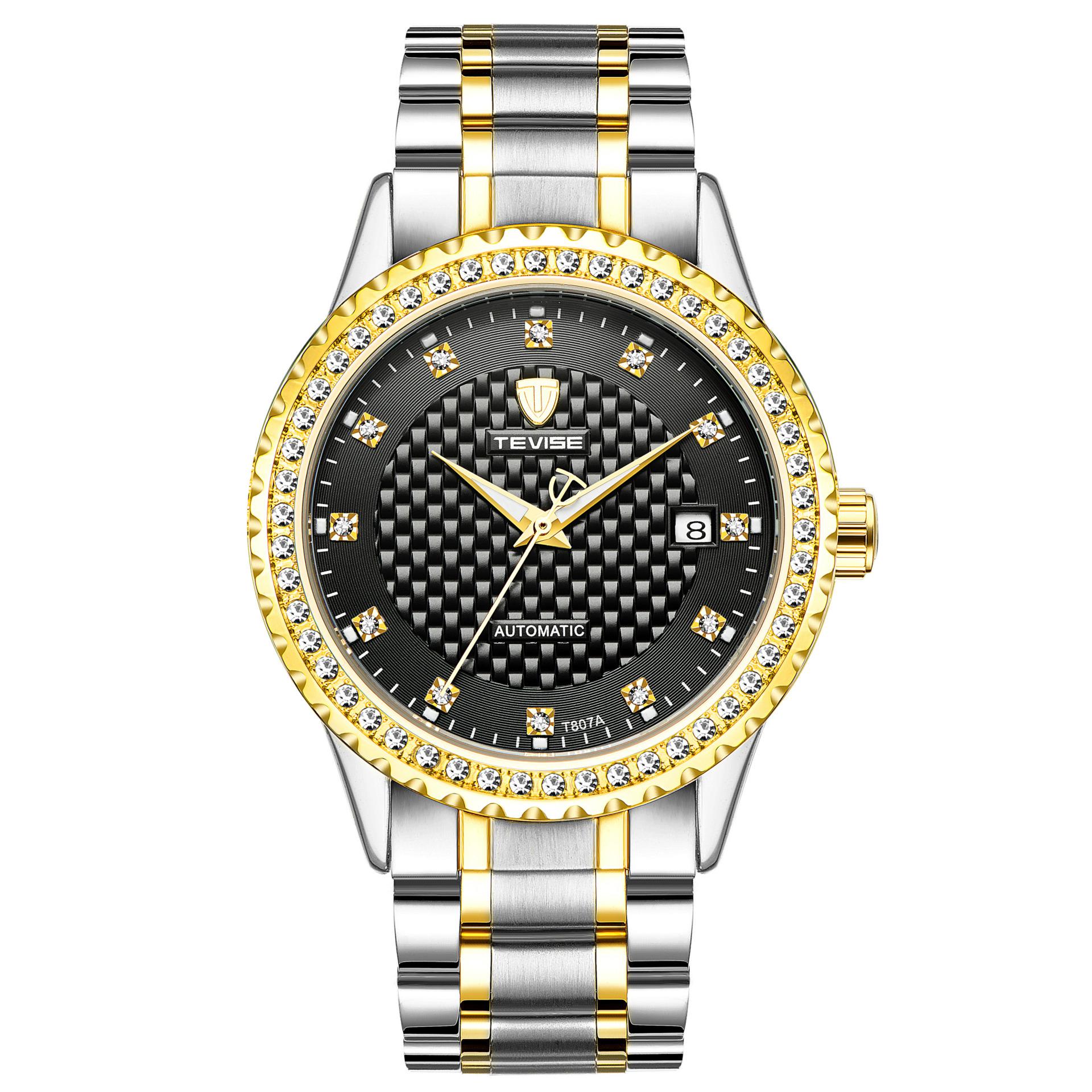 TEVISE Swiss Series Men s Automatic Business Casual Diamond-Inlaid Waterproof Calendar Watch