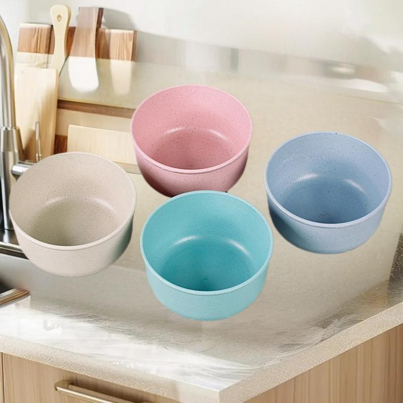 Solid Color Wheat Straw Bowl Kitchen Dining Tableware Fruit Vegetable Dessert Rice Bowl Lightweight Food Bowls Household