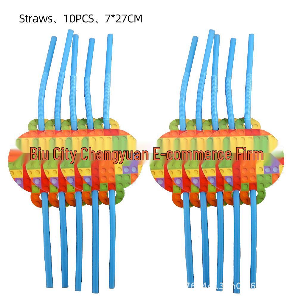 Párty potřeby s kostkami Lego: Praporek, Klobouky a Ubrus pro Dětské Narozeniny