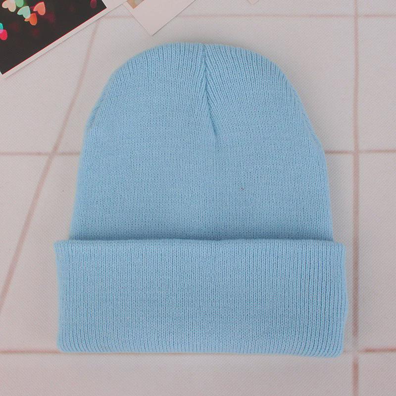 Solid Color Knitted Hat Harajuku Versatile Thin Wool Hat Autumn and Winter Bag Head Warm Melon Fur Hat Men's Cold Hat Women