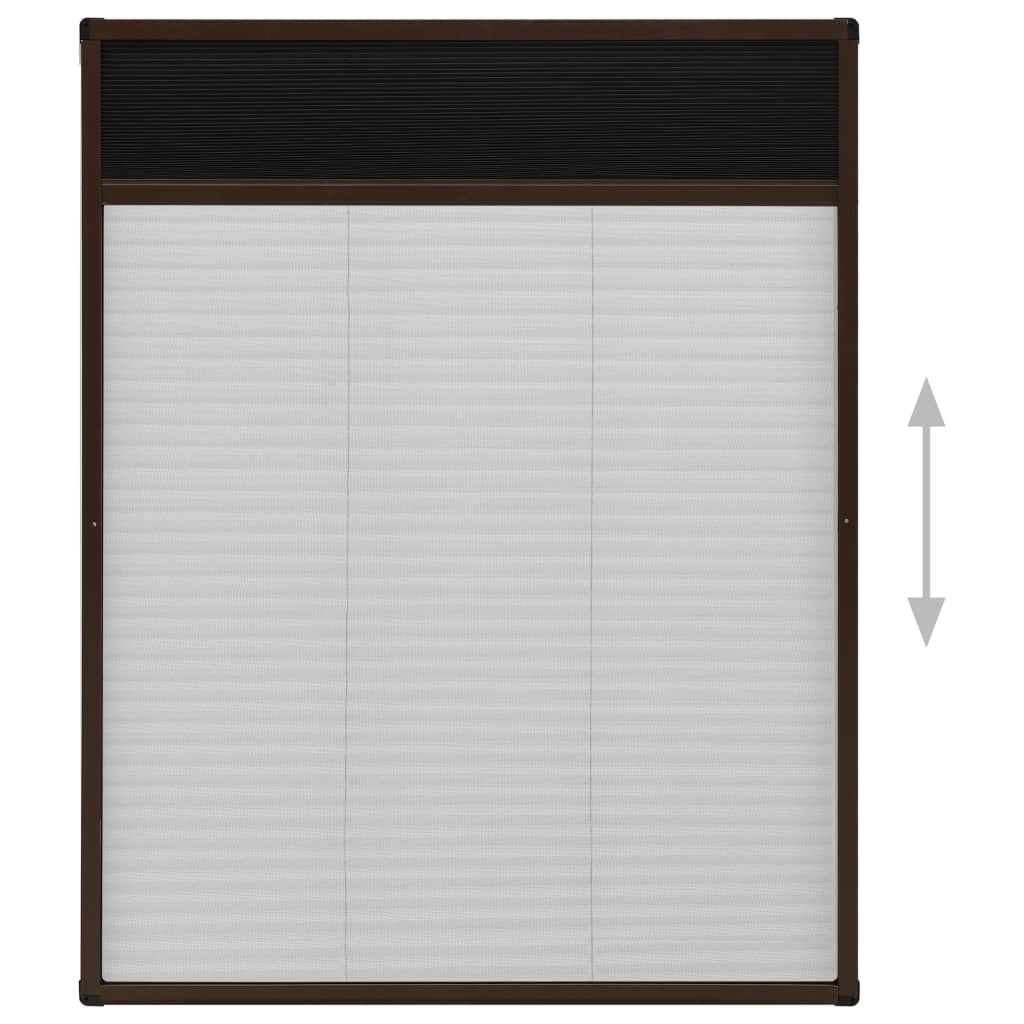 Insect Protection Pleated Blind for Windows Aluminum Brown 60 X 80 Cm