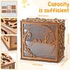 Wedding Card Box Wooden Transparent Window Gift Card Envelope Money Box for Wedding Birthday Party Anniversary Graduation
