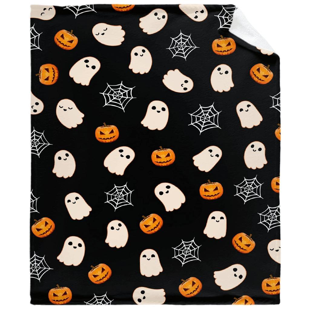 Halloween Pumpkin Plush Blanket Light Soft Bedding Flannel Blanket