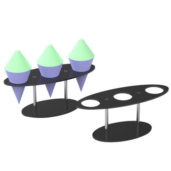 Ice Cream Cone Holder 3 Cone Holes Transparent Cream with Display Stand Waffle