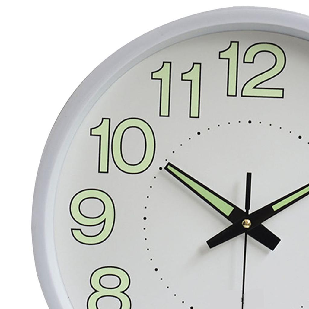12 Inch Luminous Wall Clock Minimalist Round Quartz Clock for Bedroom Living Room Decoration White