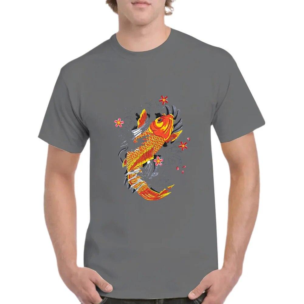 2023 Sommer-Paar-Rundhalsausschnitt, kurzärmeliges Herren- und Damenoberteil, lockerer Koi-Aufdruck, bequemes, schnell trocknendes T-Shirt mit Rundhalsausschnitt