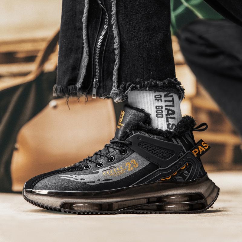 AJ High Top Herren Basketball- und Laufschuhe - Herbst/Winter Leder, Samt gefüttert, Höhenverstärkende Trend-Sneaker