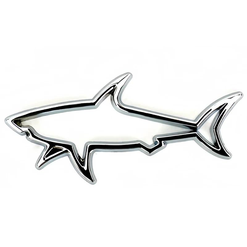 Pegatinas 3D de metal con diseño de tiburón hueco para coche, calcomanías creativas para ordenador, motocicletas y coches, accesorios de decoración para automóviles.