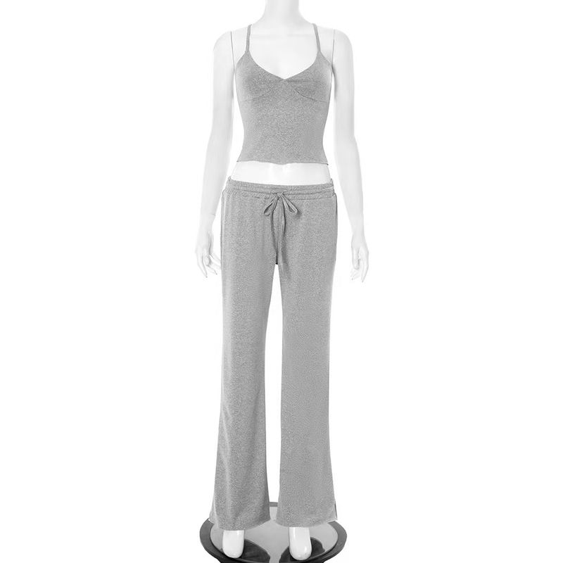 Fashion Wind New Arrival Sexy Sling Vest Straps Loose Pants Suit Tank Top and Pants Set