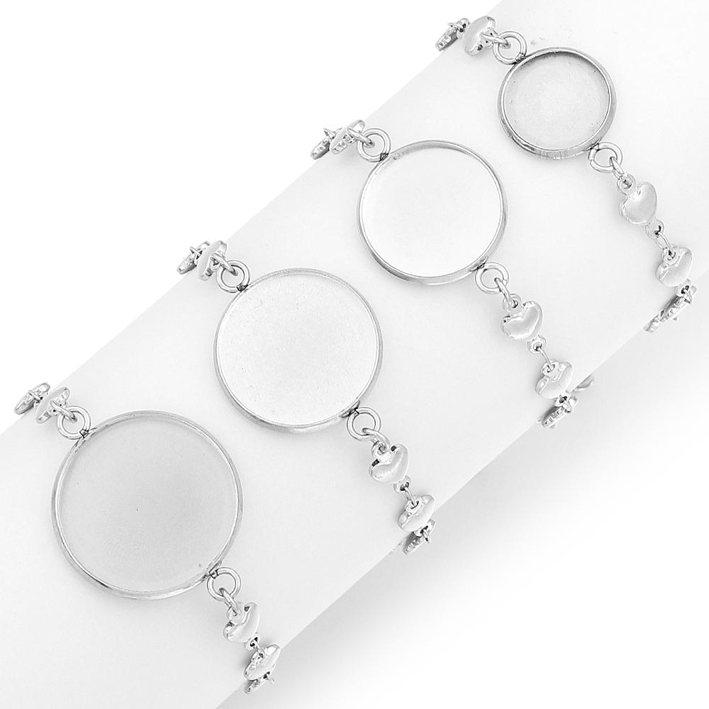 5Pcs/Lot Stainless Steel Bracelet Cabochon Base Round Blank Bezel Trays Bracelet Settings For DIY Jewelry Making Accesories