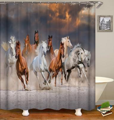 Horses Animal Shower Curtains Waterproof Fabric Polyester Bath Curtain Bath Screen Home Decoration 180x200cm With Hooks