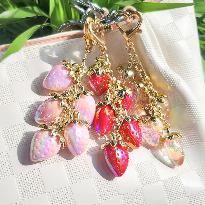 Bag Charm Pink Strawberry Bag Charm Pendants For Bags Hanging Fashionable Women's Accessories Gift Decor