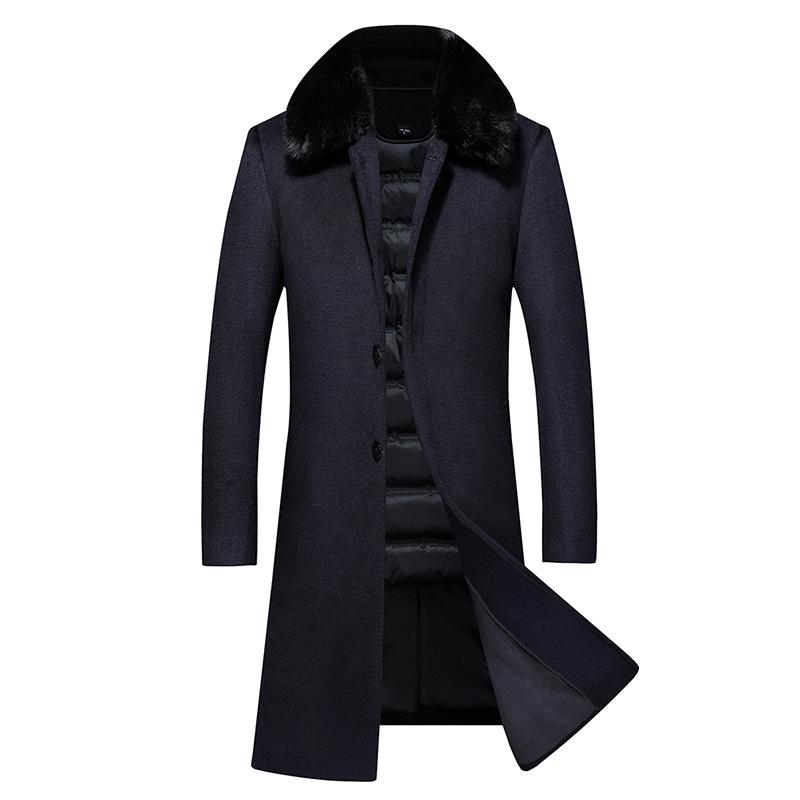 Nuovo Cappotto di Lana Imbottito da Uomo Esteso Moda Casual Cappotto di Lana Caldo Ispessito Cappotto da Uomo