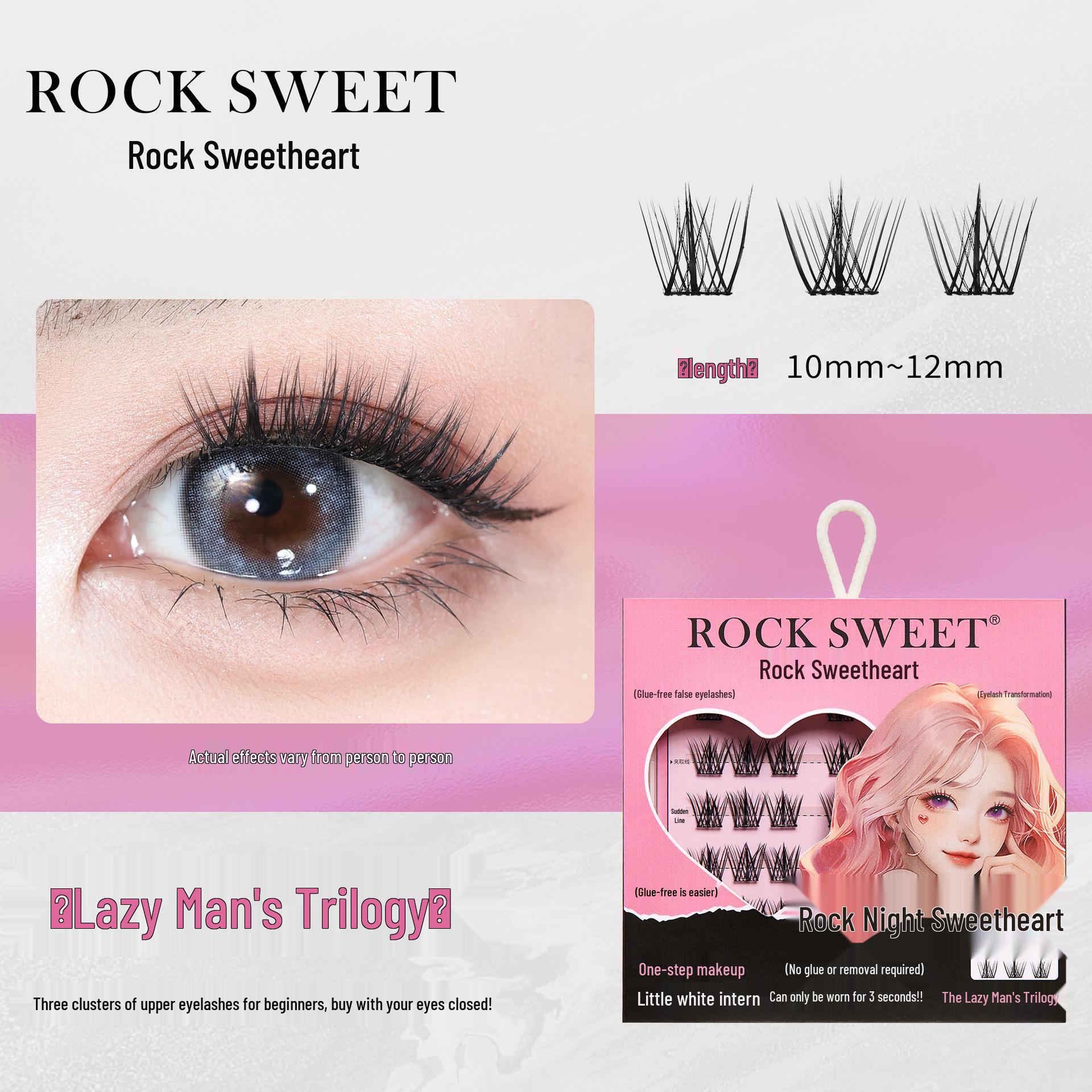 Sunflower Thick & Curly Glue-Free False Eyelashes - Three-Piece, Root-by-Root Segmented. Glue-Free Lazy Trio False Eyelashes