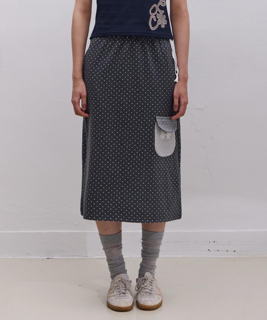 Ebeulisi Dot Pocket Sweat Skirt (Gray)