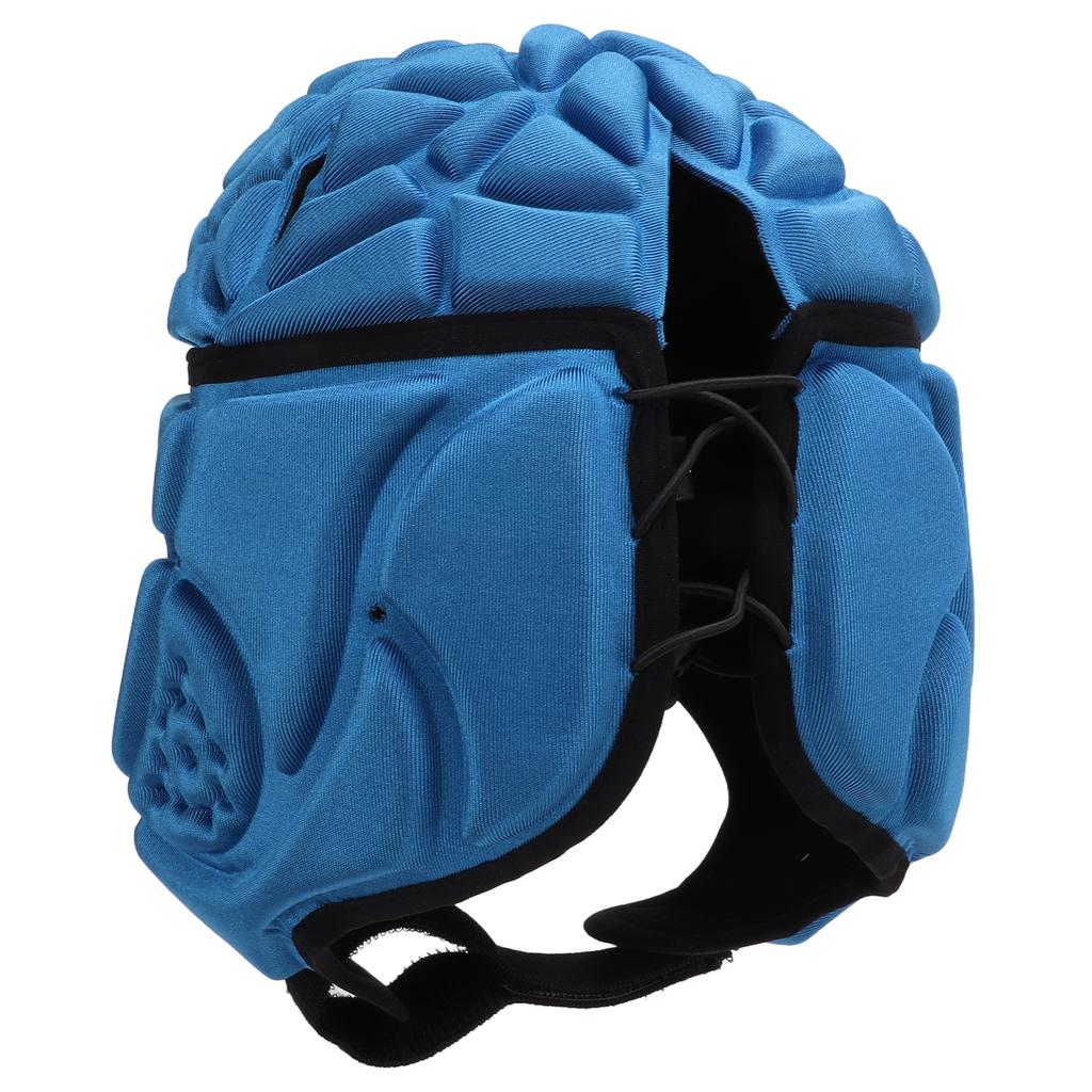 Cască de fotbal EVA rezistentă la șocuri cu căptușeală din catifea, cu frânghie reglabilă, pentru adulți, albastru