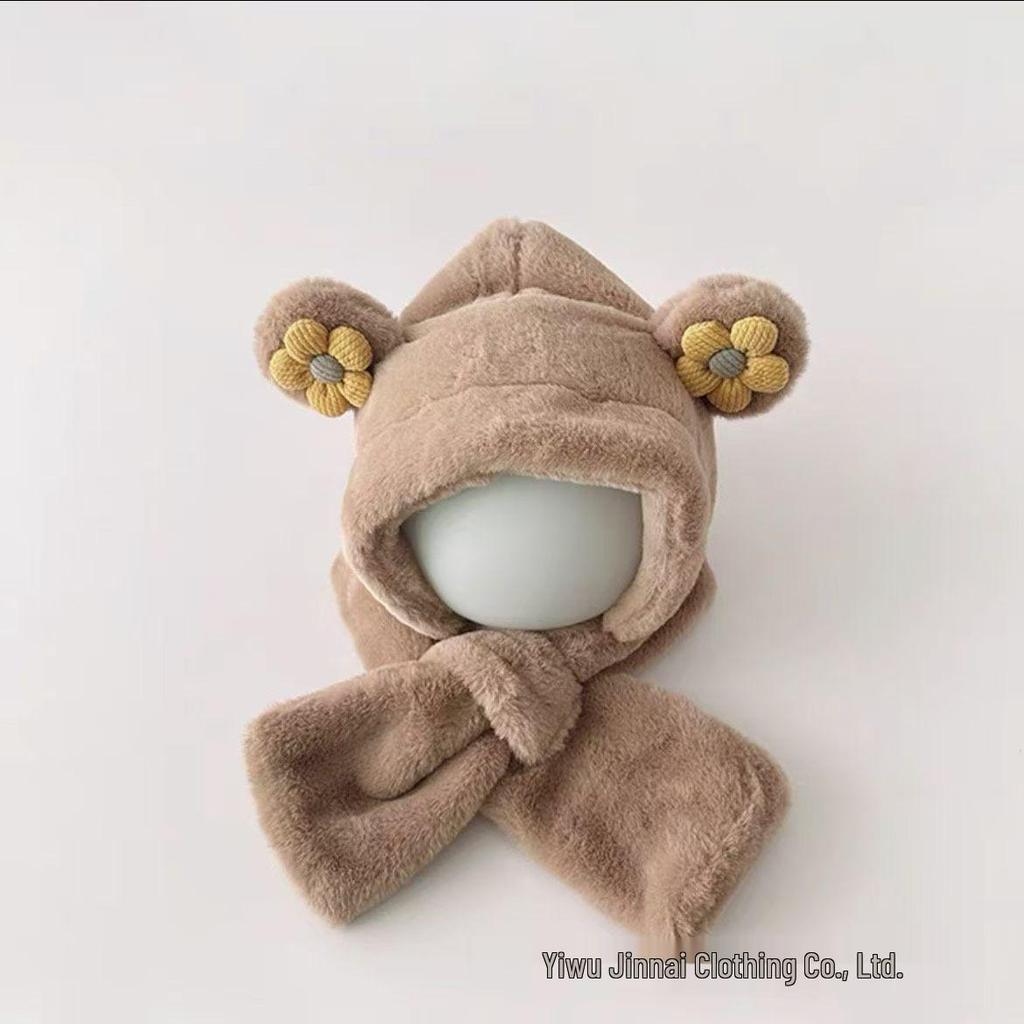 Super Cute Velvet Baby Hat & Scarf Combo - Windproof Ear Protection for Boys & Girls (Autumn/Winter)