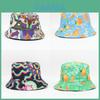 Fruit Print Retro Cotton Fisherman Hat With Sunshade For Outdoor Activities