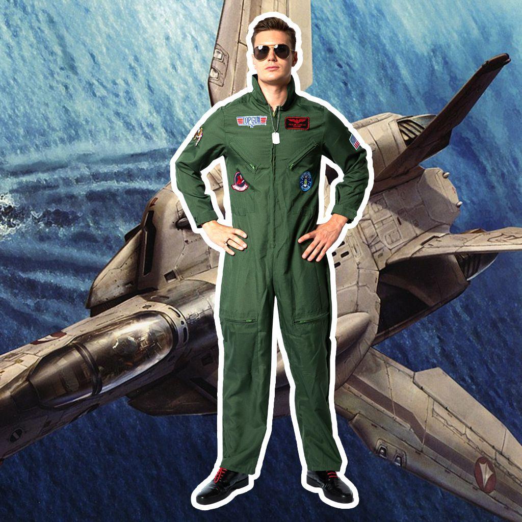 Top Gun pilots tērps Halloweena kostīms bērniem un pieaugušajiem Maverick Cosplay tērps ar saulesbrillēm un vārda zīmi