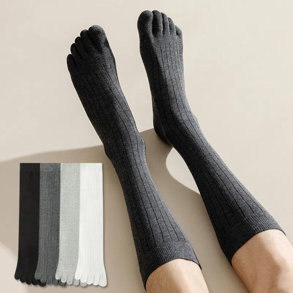 2Pairs Cotton Men's Business Stockings Split-toed Five Toes Socks Simple Mid Tube Socks Men Outdoor