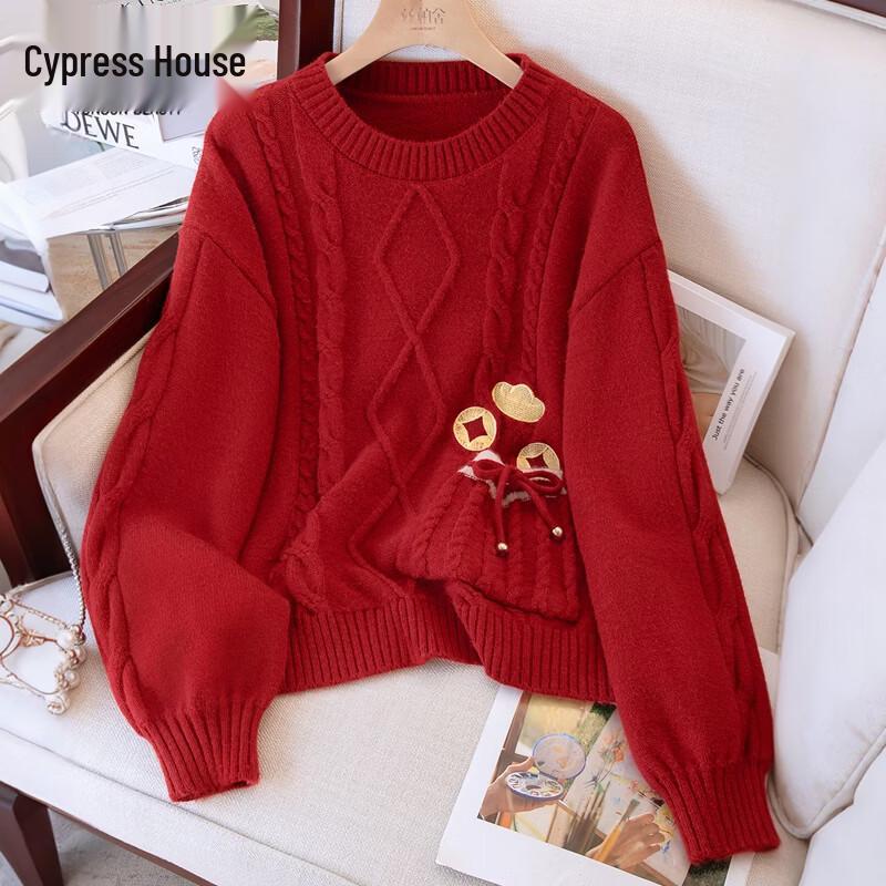 Women s 2026 Spring Color-Block Round Neck Sweater One Size