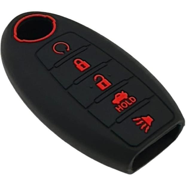 Silicone Rubber Key Fob Cover Compatible with Nissan Altima SR Armada SL Maxima Murano Pathfinder Rogue Titan Versa Sentra (5 Buttons)
