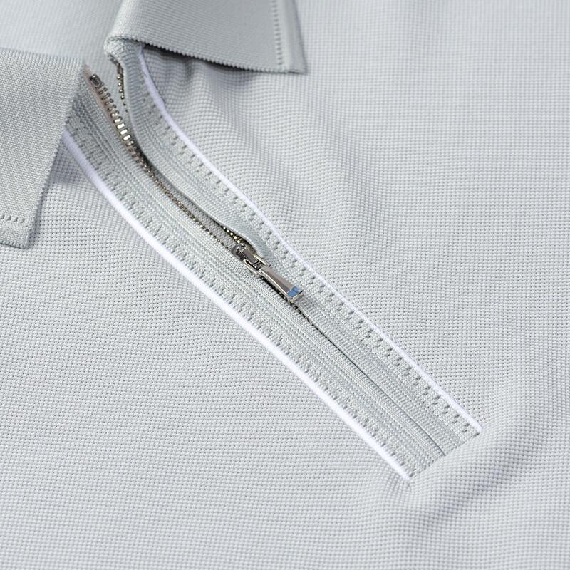 JOW Men's Light Luxury Zip Collar Cotton-Linen Blend Polo Shirt with Silk