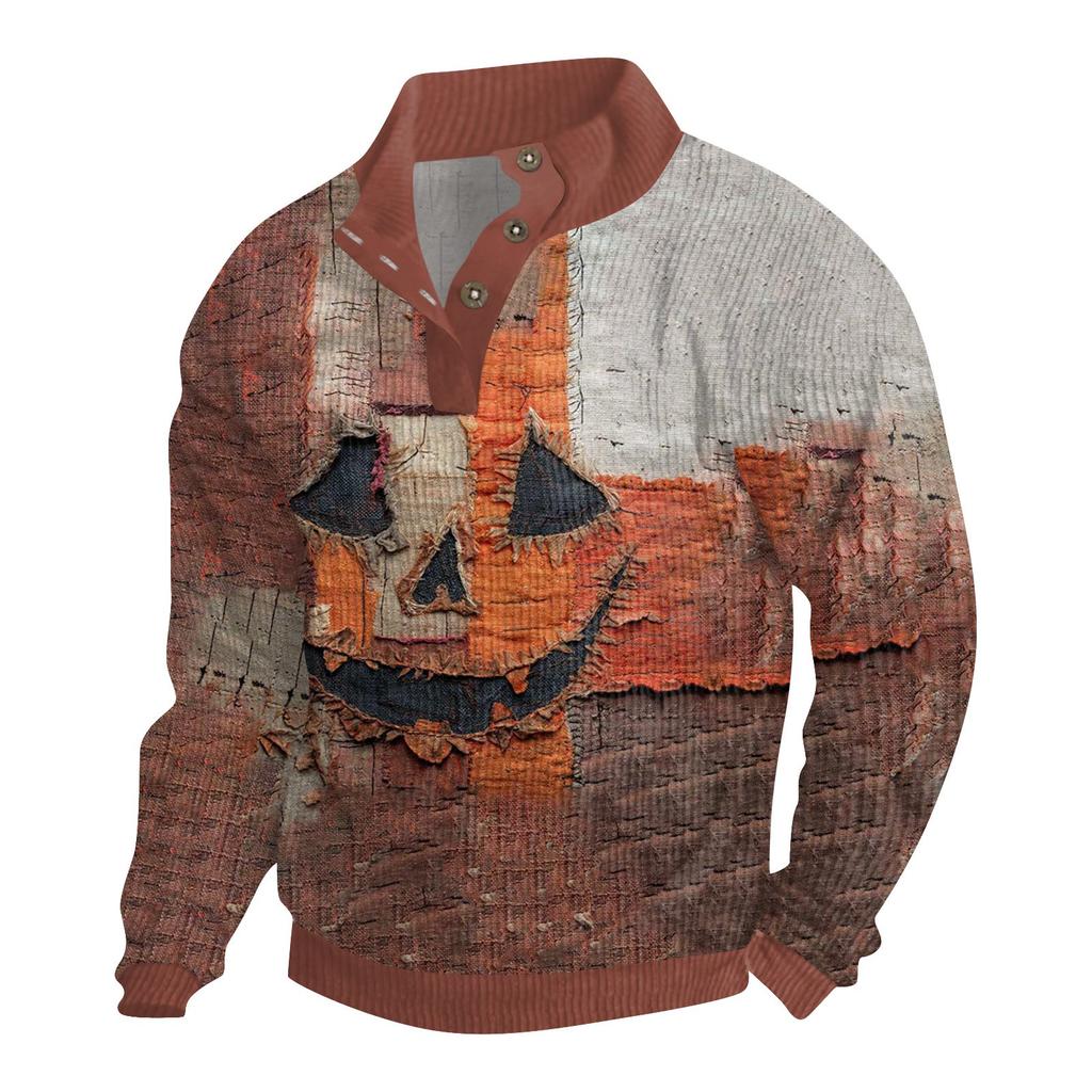Men's Halloween Printed Corduroy Button Shirt