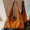 New Bag Women's Casual Hollow Carved Shoulder Bag Women's Commuting Underarm Bag Literary and Artistic Fan Tote Bag Tide