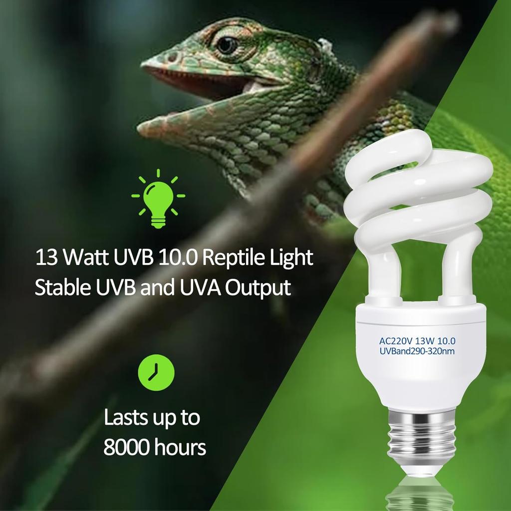 UVB 5.0 10.0 Reptile Heating Lamp 13W /26W UV Energy Saving Bulb Terrarium Basking Reptile Light Turtle Lizard Snake Lamps