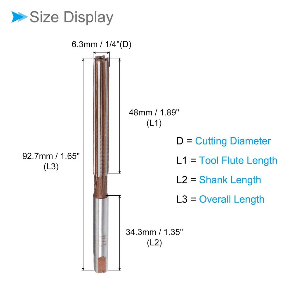 CoCud Hand Cutting 6 Steel Milling Cutter Tool For and Copper Reamer, 1/4" Diameter, Flute, High-Speed - Aluminum, Plastic, Wood,