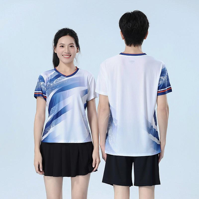 Quick-Dry Badminton Sport Set Men Women - Breathable Short Sleeve Top Matching Bottoms Training Competition