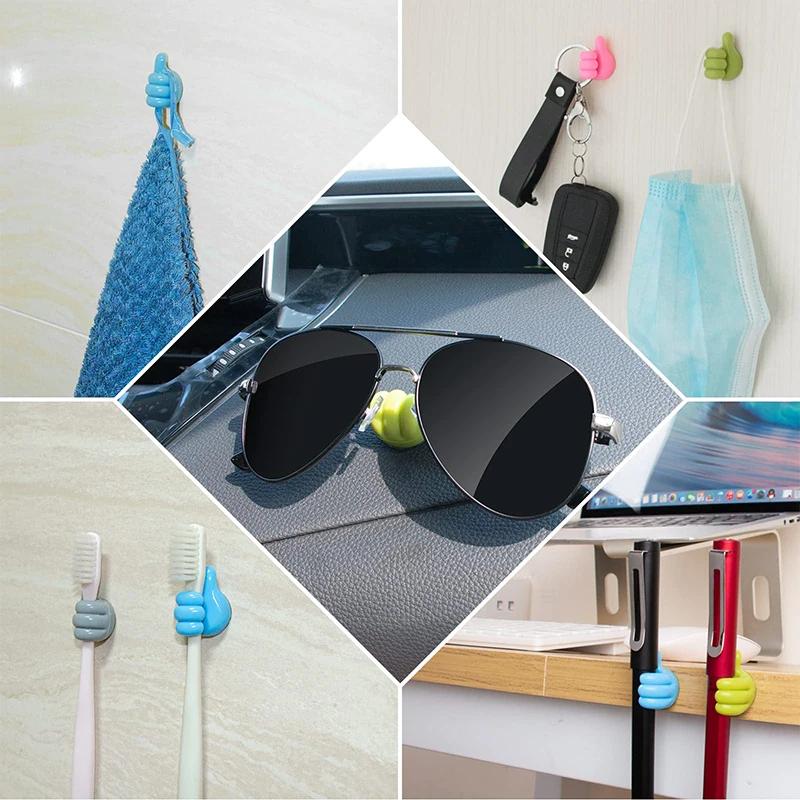Neu 4 Stücke Multifunktionale Clip Halter Daumen Haken Draht Veranstalter Wand Haken Aufhänger Starke Wand Lagerung Halter Für Küche