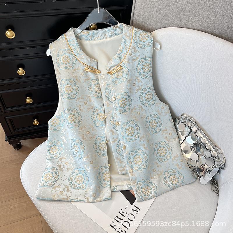 

Парчовый жилет 2025 новый темпераментный жилет ретро жилет с бахромой XXXL [Recommended 138-75kg]