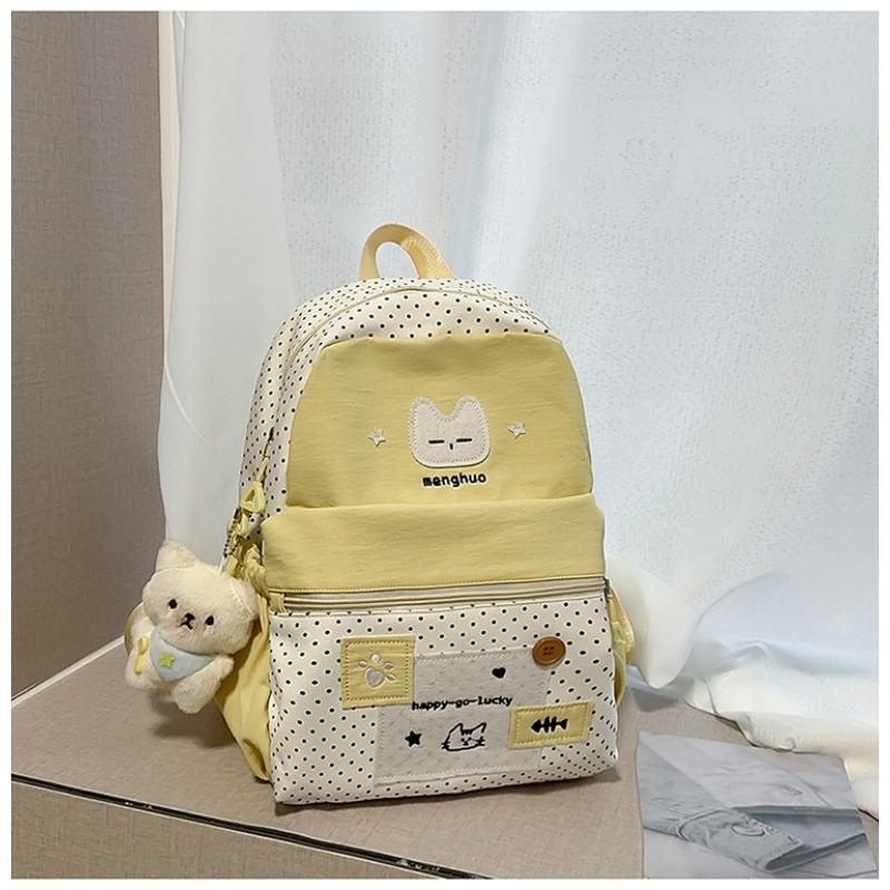 The New Japanese Ins High-value, Fresh and Sweet, Cute Cat Polka Dot Backpack, Lightweight Backpack for Junior High School Students
