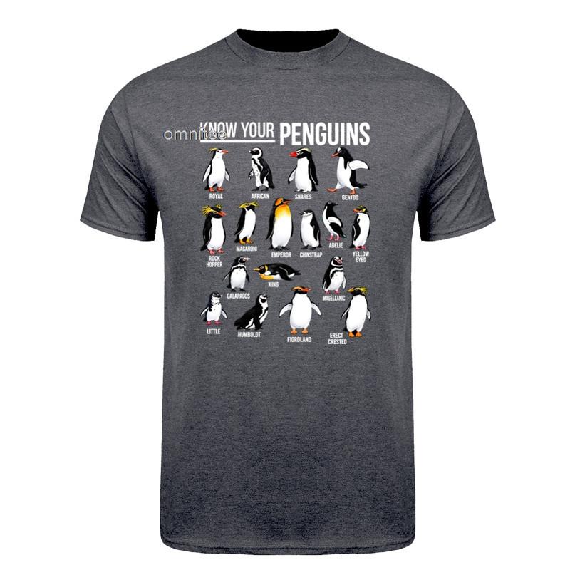 Know Your Penguins T Shirt Funny Penguin Species TShirt Cool Gift Streetwear Short Sleeve T Shirt Tops HJ018