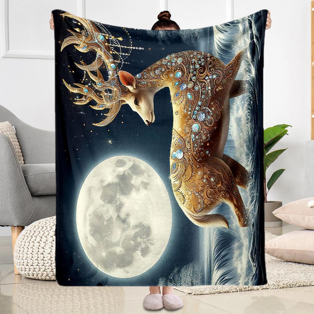 Deer Blanket Soft & Cozy Great for Office Livingroom Sofa All-Season Use Digital Print Perfect Gift for Relatives and Friends