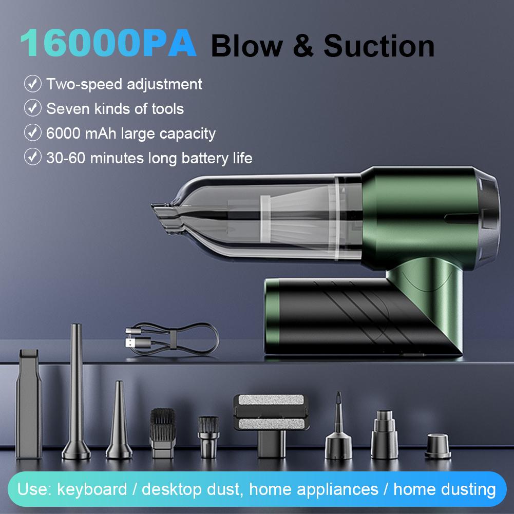 16000Pa Wireless Car Vacuum Cleaner Dual Use USB Rechargeable Mini Vacuum Cleaner 100W Cordless Handheld Vacuum Cleaner 80000RPM