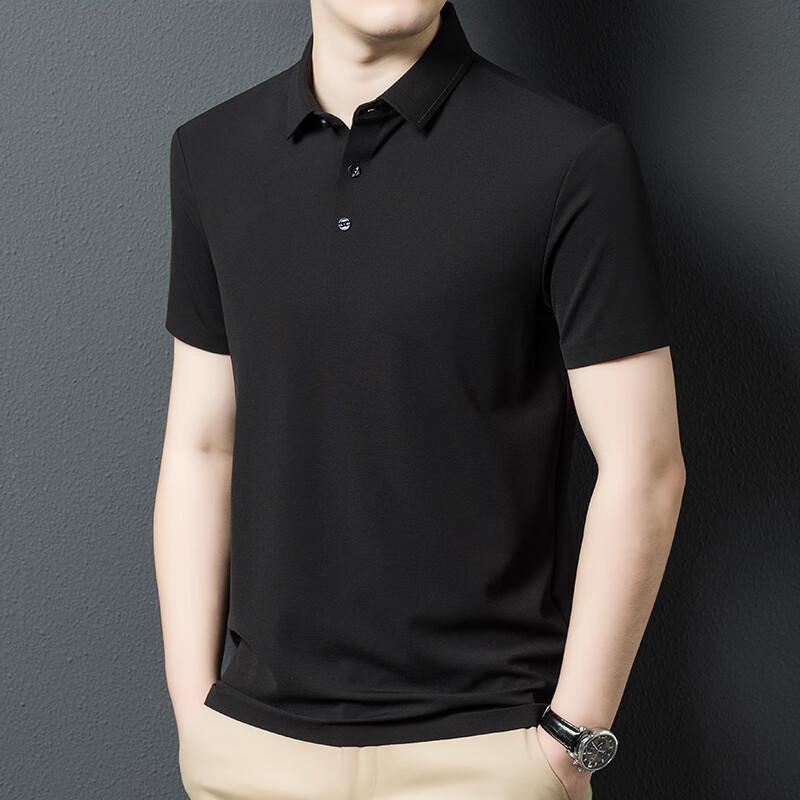 Men's Solid Lapel Short-Sleeve Polo Shirt